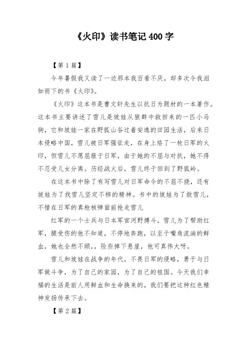 《火印》读书笔记400字