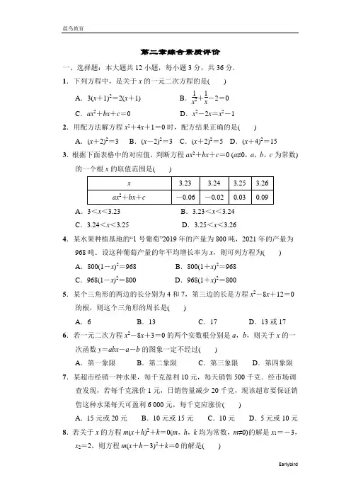 2022秋北师广东九年级数学上册 典中点 第二章综合素质评价
