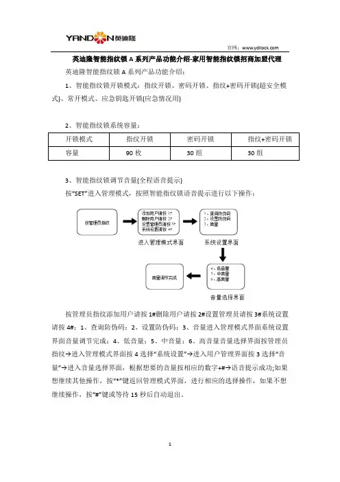 英迪隆智能指纹锁A系列产品功能介绍-家用智能指纹锁招商加盟代理
