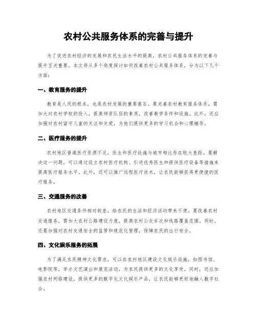 农村公共服务体系的完善与提升