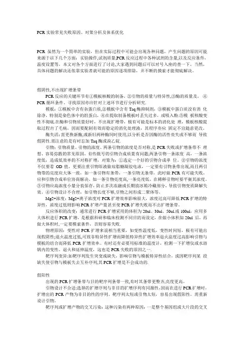 PCR实验常见失败原因、对策分析及体系优化