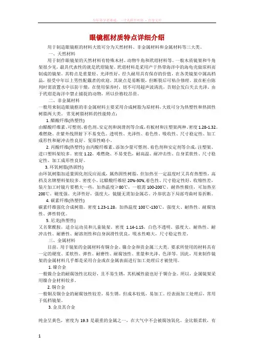 眼镜框材质特点详细介绍