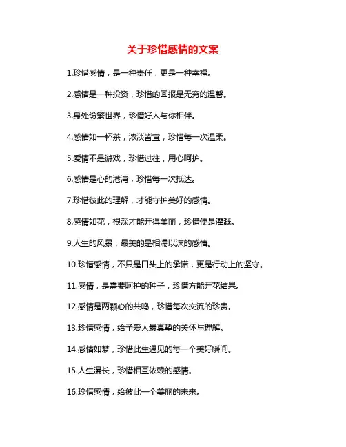 关于珍惜感情的文案