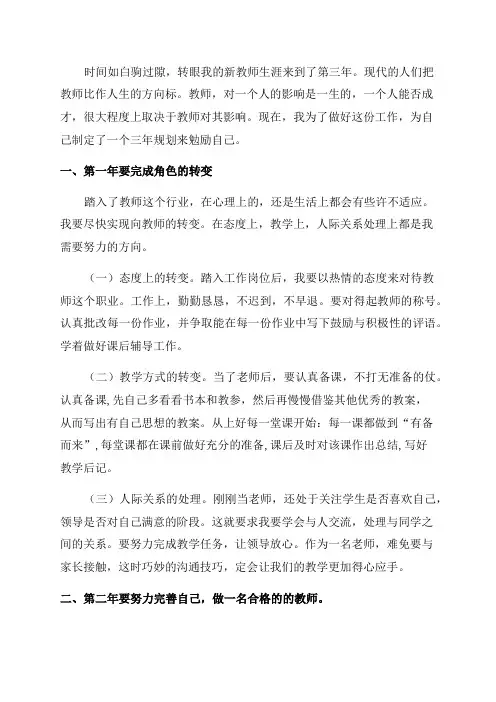 新教师三年职业生涯规划