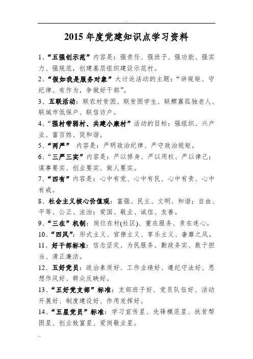 2015年度党建知识点学习资料