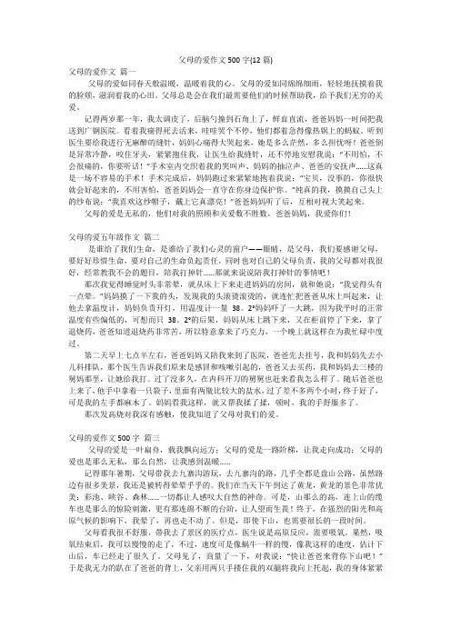 父母的爱作文500字(12篇)