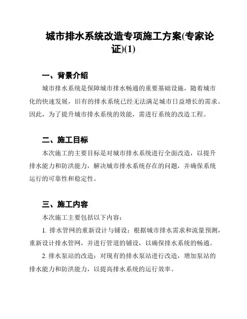 城市排水系统改造专项施工方案(专家论证)(1)