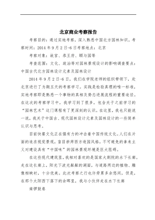 北京商业考察报告