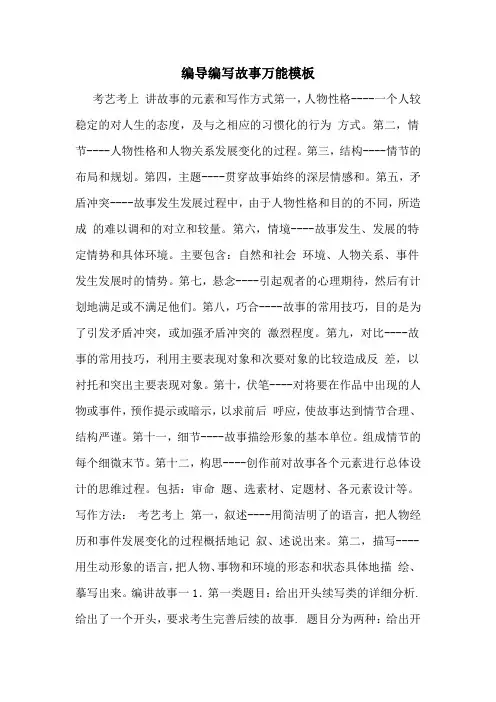 编导编写故事万能模板