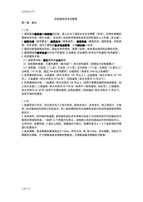 房屋建筑学考点整理