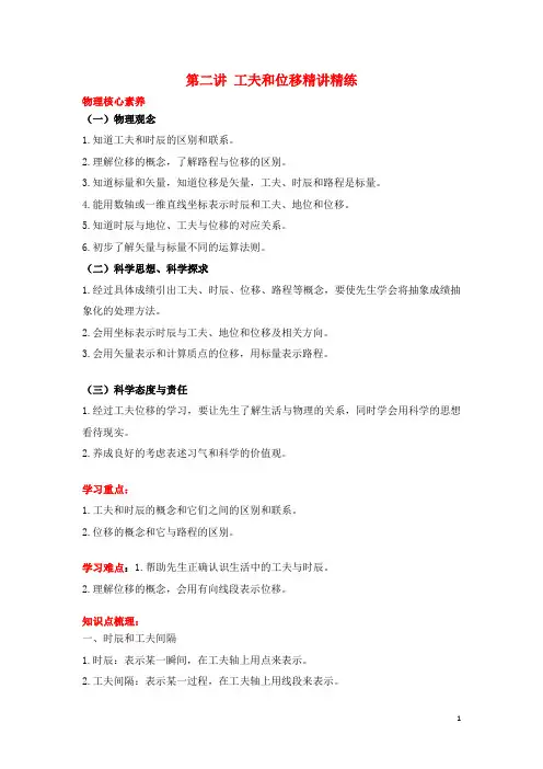 高中物理运动的描述2工夫位移精讲精练-经典通用课件材料