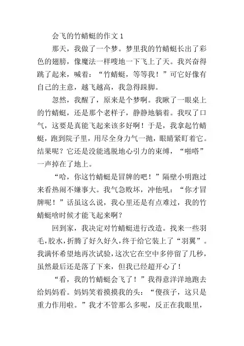 会飞的竹蜻蜓的作文
