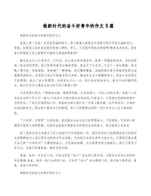 做新时代的奋斗好青年的作文5篇