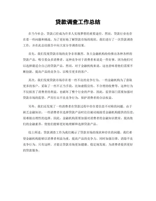 贷款调查工作总结
