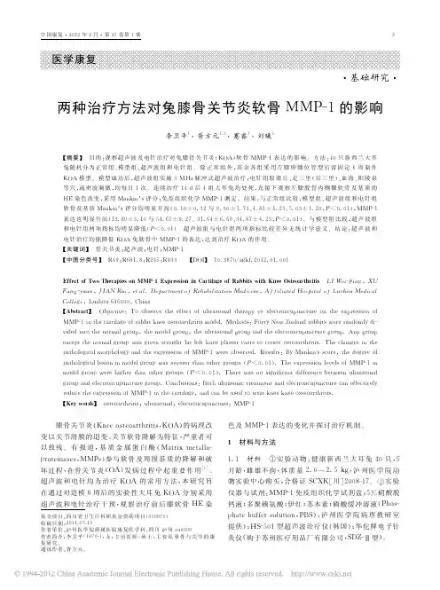 两种治疗方法对兔膝骨关节炎软骨MMP_1的影响