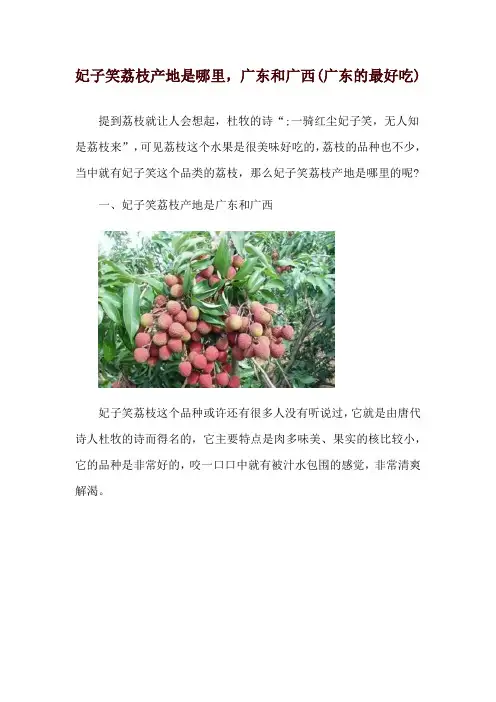 妃子笑荔枝产地是哪里,广东和广西(广东的最好吃)