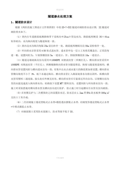 方案隧道工程渗水处理施工方案