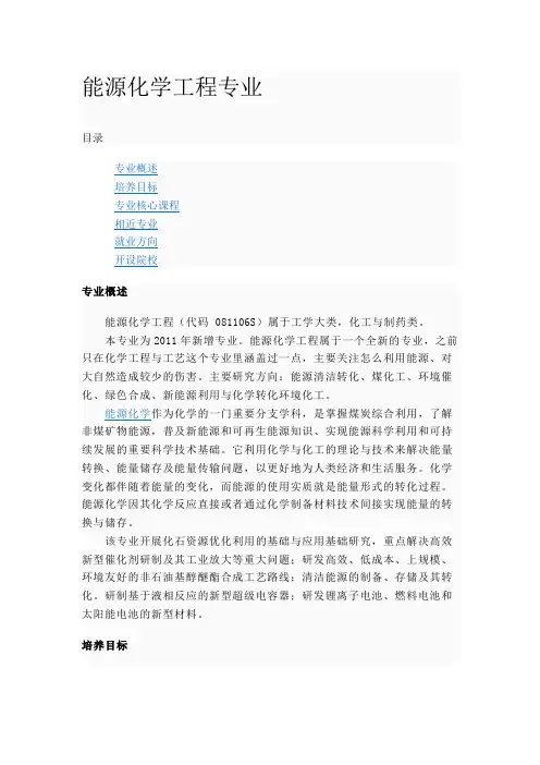 能源化学工程专业