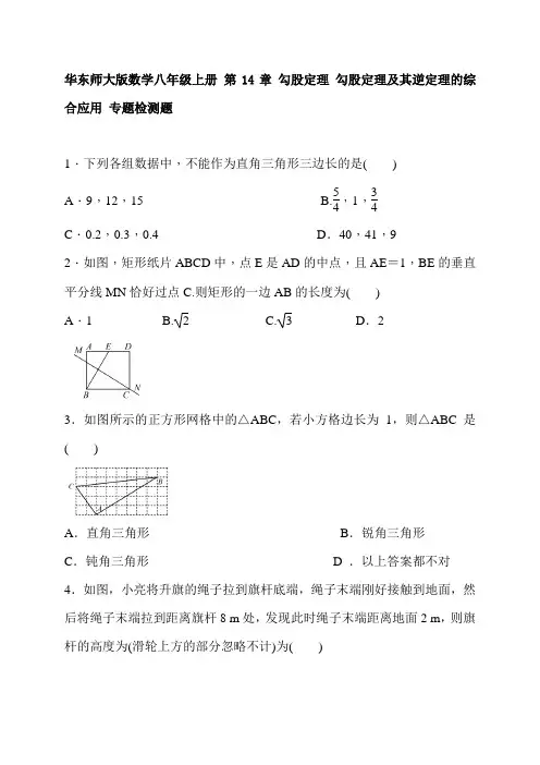 勾股定理及其逆定理的综合应用 专题检测题 含答案