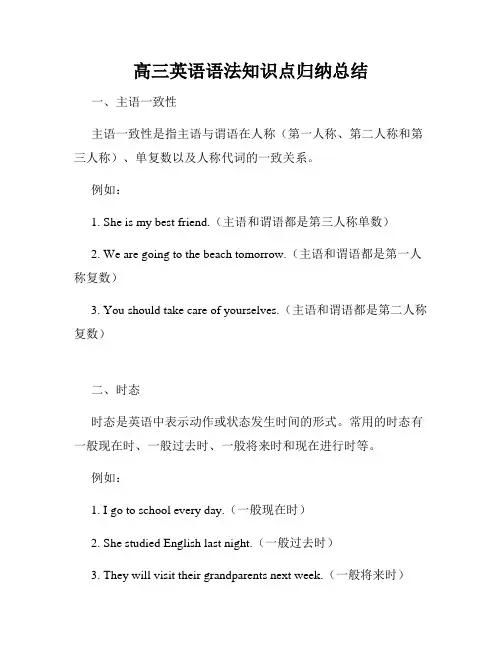 高三英语语法知识点归纳总结