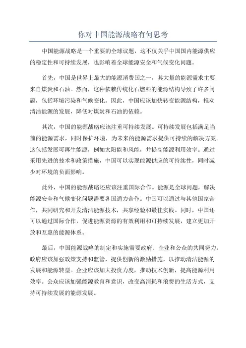 你对中国能源战略有何思考