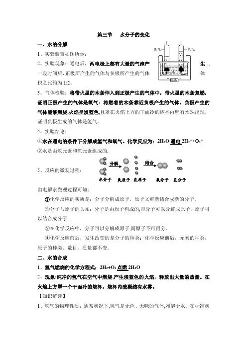 《水分子的变化》知识点总结