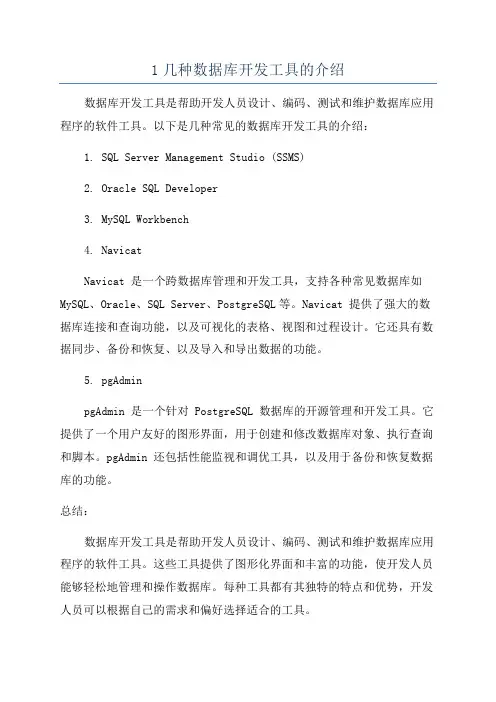1几种数据库开发工具的介绍