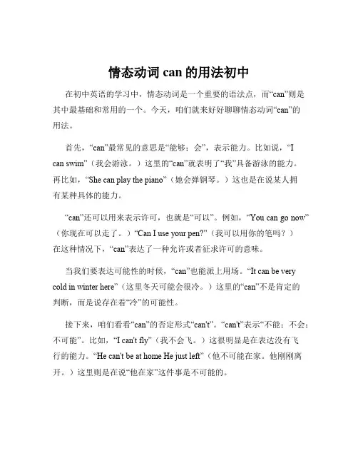 情态动词can的用法初中