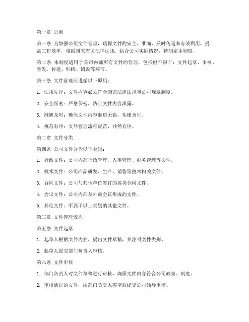 公司文件管理制度定稿模板