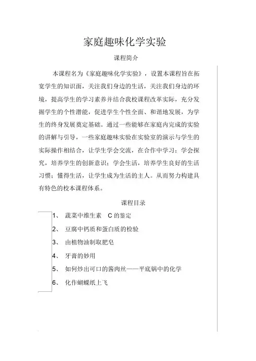 家庭趣味化学实验