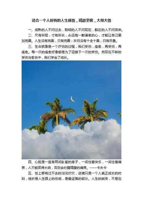 适合一个人时看的人生感悟，精辟至极，大彻大悟