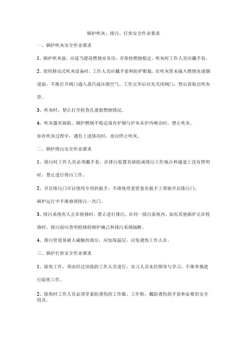 锅炉吹灰、排污、打焦安全作业要求