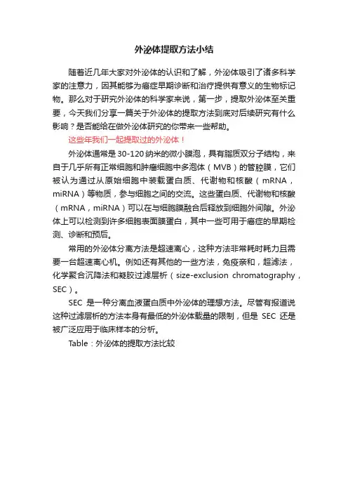 外泌体提取方法小结