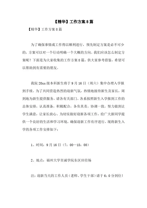 2021年【精华】工作方案8篇