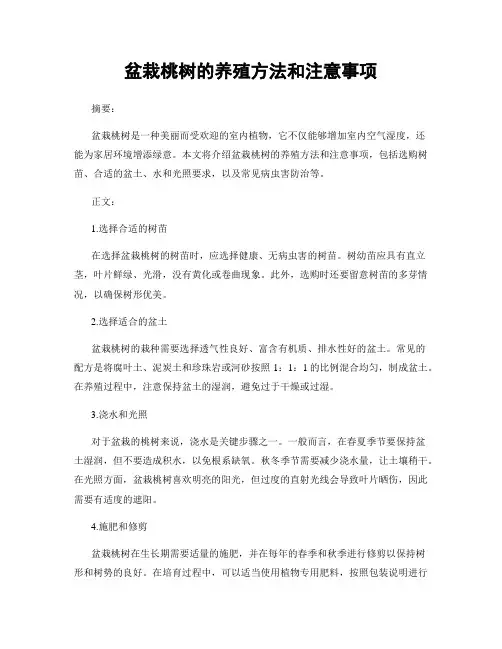 盆栽桃树的养殖方法和注意事项