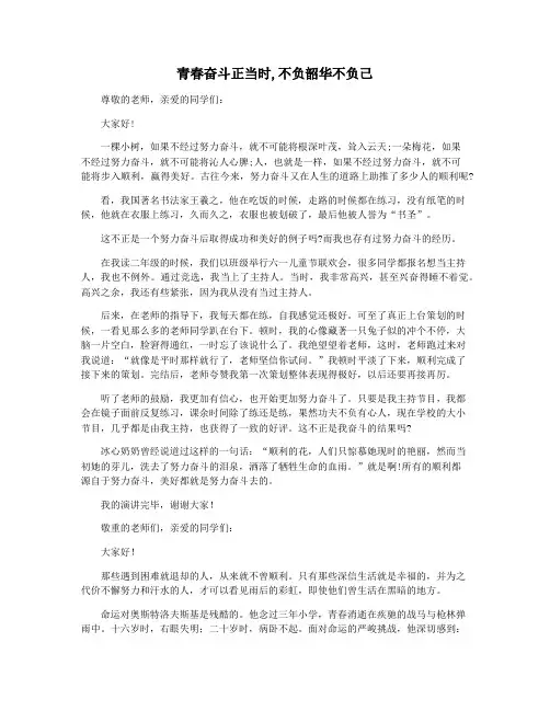 青春奋斗正当时,不负韶华不负己