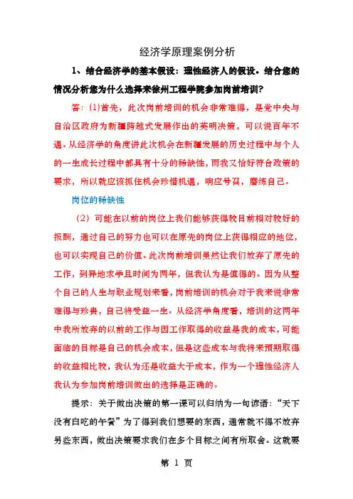 经济学案例分析参考