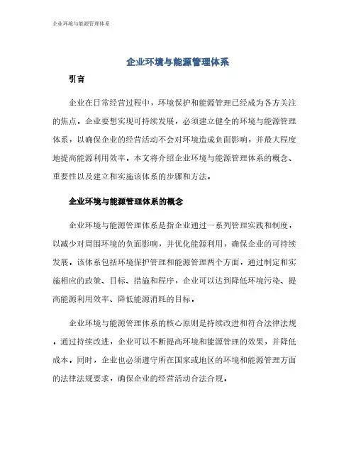 企业环境与能源管理体系