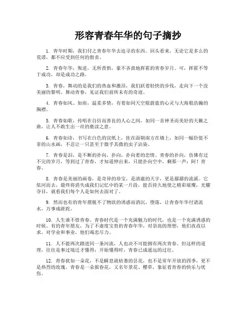 形容青春年华的句子摘抄