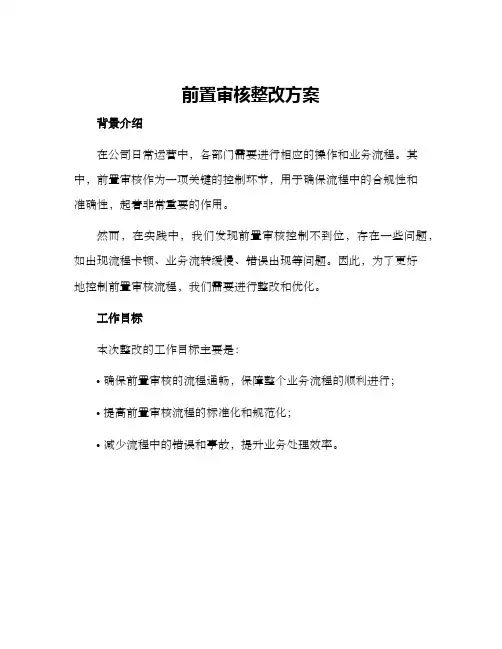 前置审核整改方案