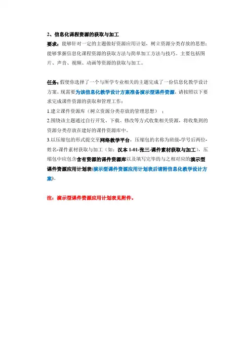 信息化课程资源的获取与加工