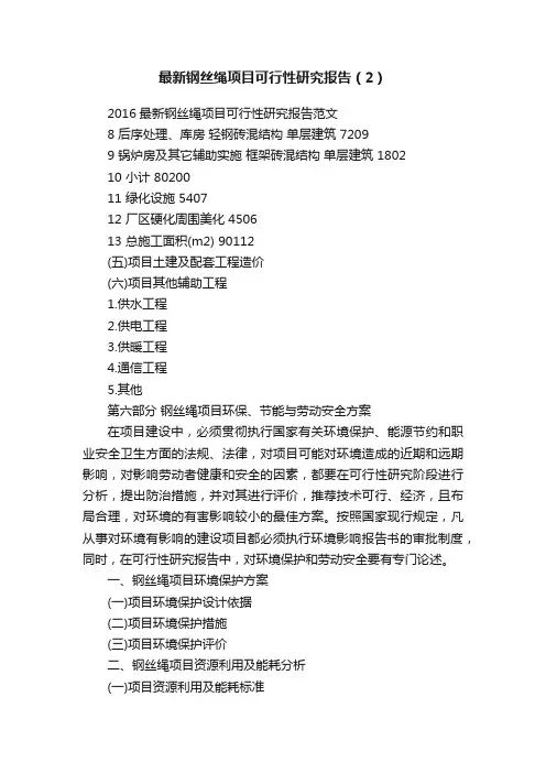 最新钢丝绳项目可行性研究报告（2）