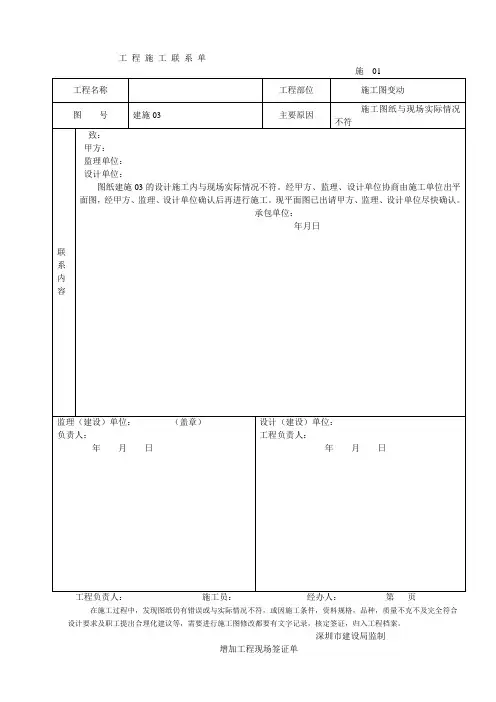 工程施工联系单范本完整版