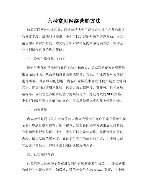 六种常见网络营销方法