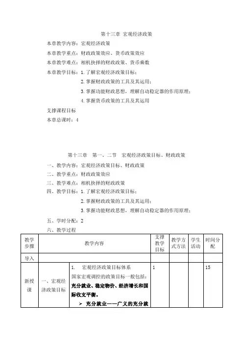 西方经济学(马工程)教案-第十三章 宏观经济政策