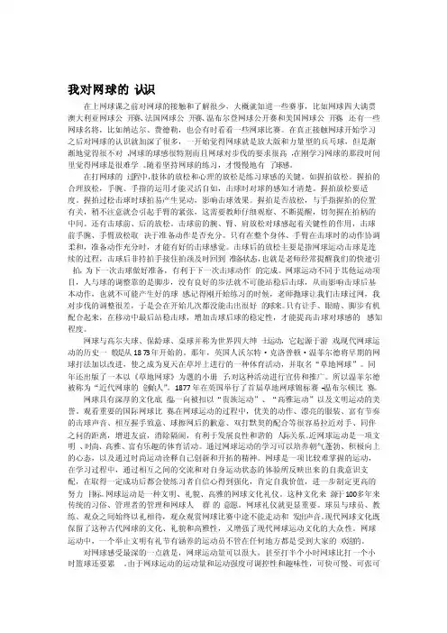我对网球的认识