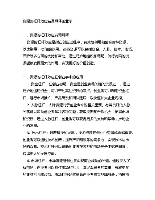 资源的杠杆效应名词解释创业学