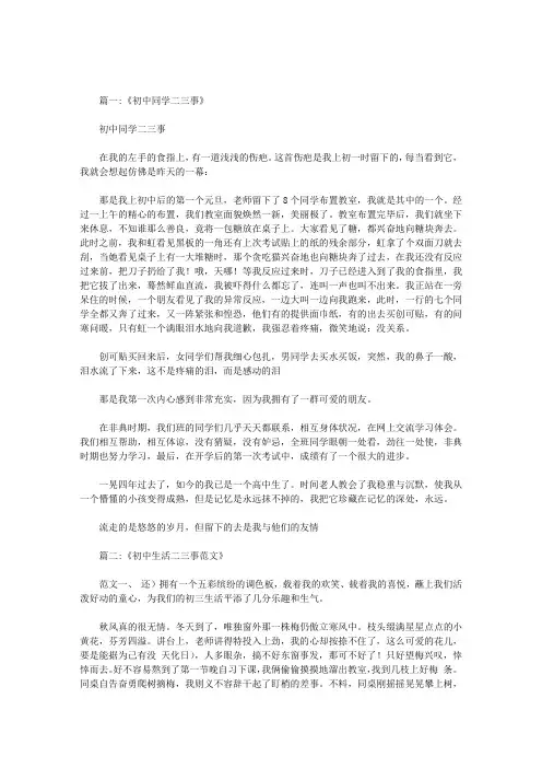同桌二三事初中作文