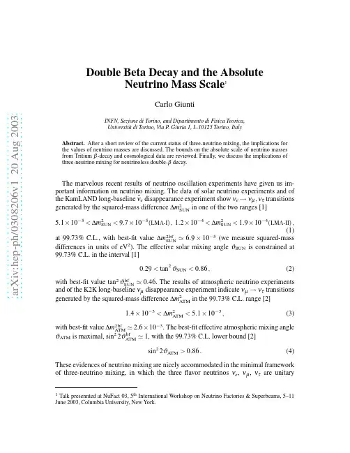 Double Beta Decay and the Absolute Neutrino Mass Scale