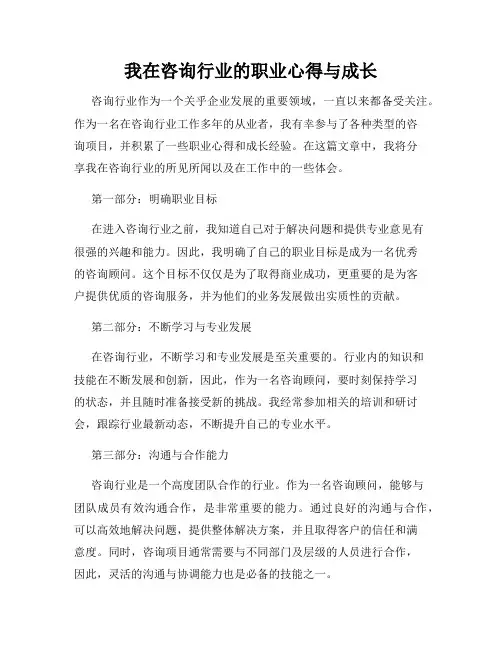 我在咨询行业的职业心得与成长